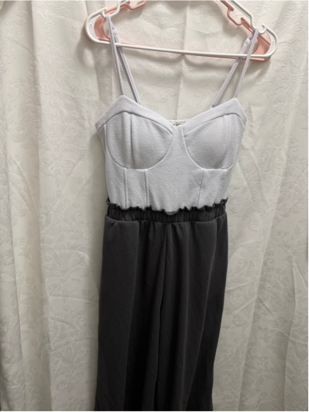 Women's No Comment Gray & White Jumpsuit L